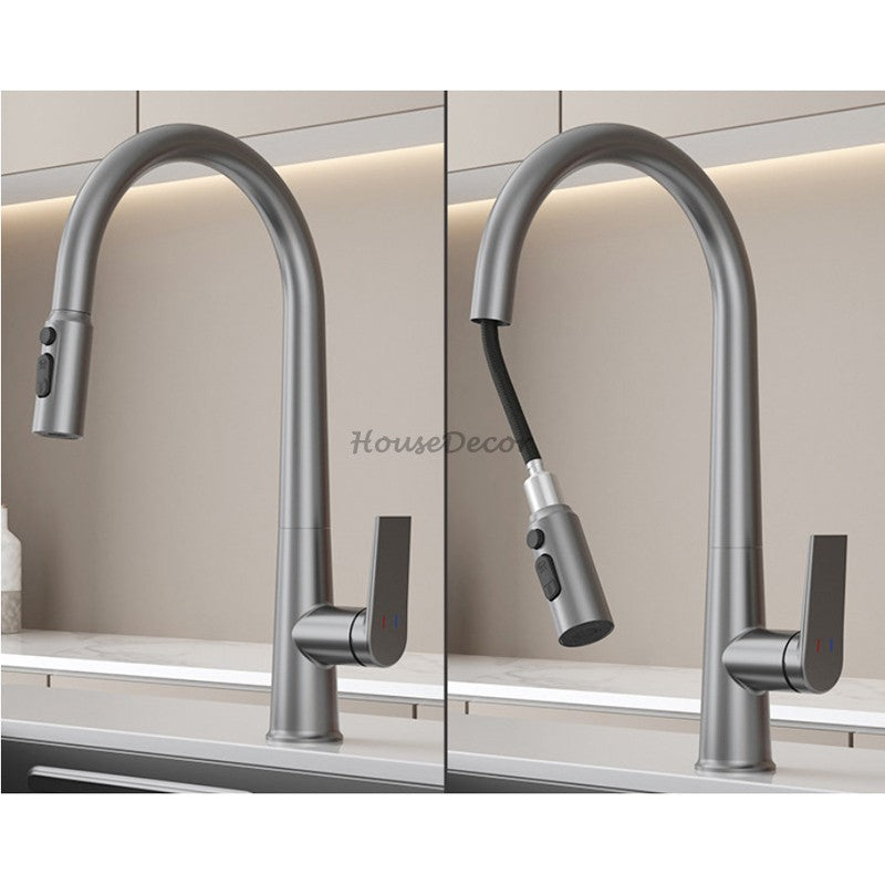 Modern kitchen sink mixer tap pull out spray additional view