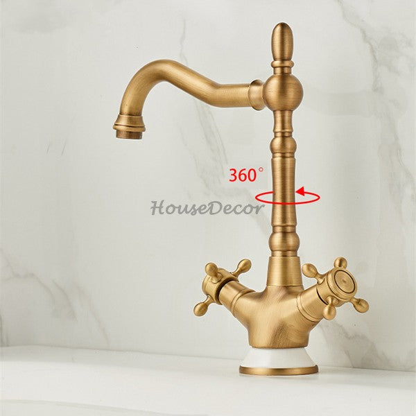 Antique Brass bath shower mixer tap swivel spout detail view