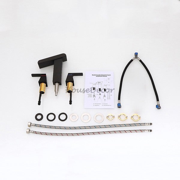 Black bath shower mixer tap waterfall spout additional view