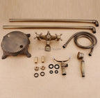 Antique Brass bath shower mixer tap floor mounted design detail view