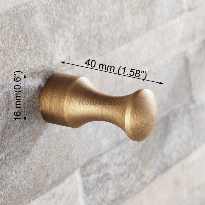 Brass robe hook wall mounted design detail view