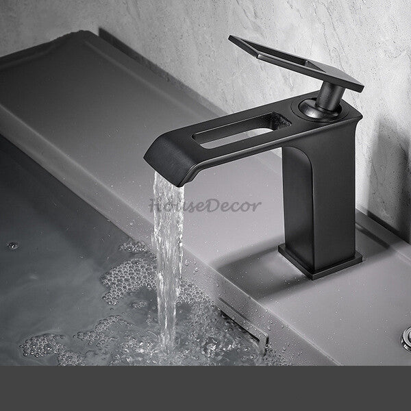 Modern bath shower mixer tap waterfall spout detail view
