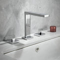Modern bath shower mixer tap dual handle control detail view