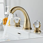 Brushed Gold faucet 3 hole installation detail view