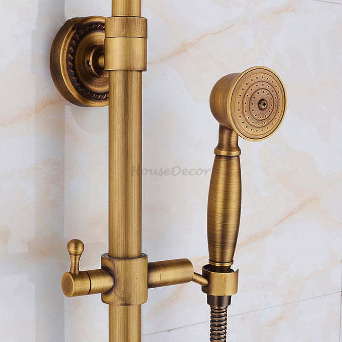 Antique Brass bath shower mixer tap single lever control detail view