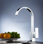 Chrome kitchen sink mixer tap swivel spout main view
