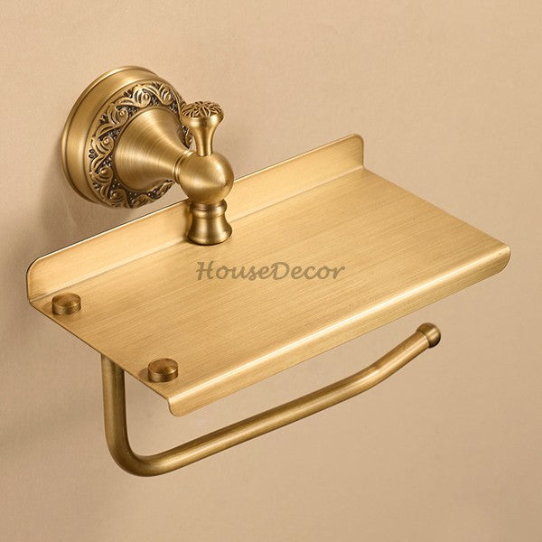 Antique Brass toilet paper holder wall mounted design additional view