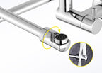 Chrome kitchen sink mixer tap swivel spout detail view