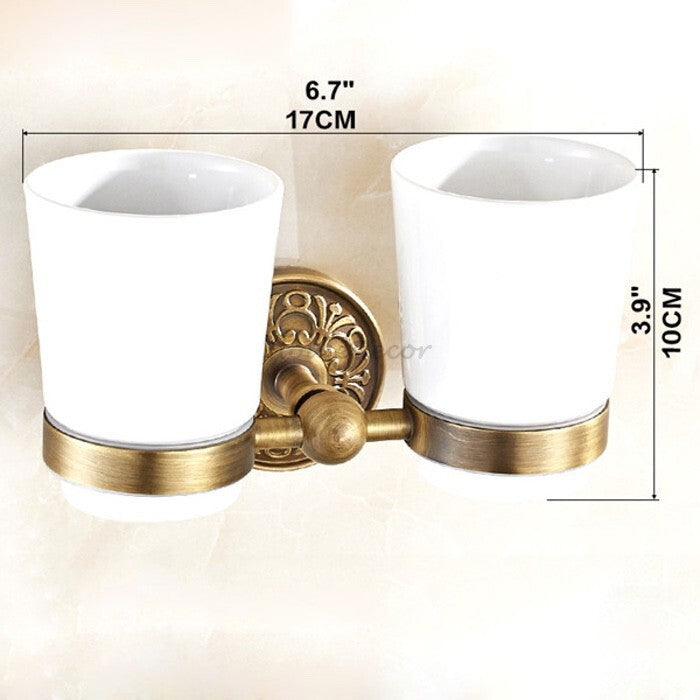 Brass toothbrush holder wall mounted design detail view
