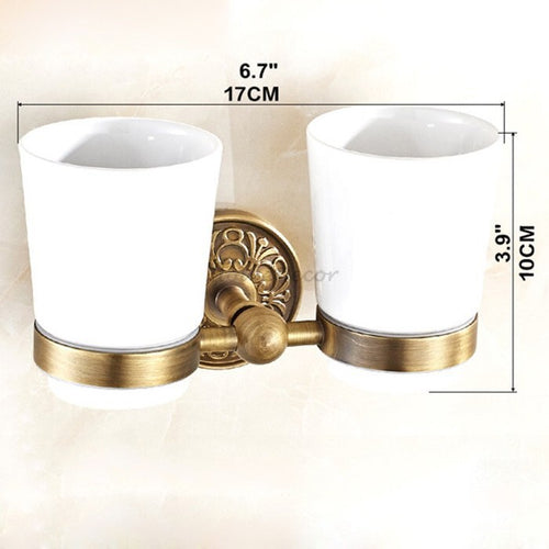 Brass toothbrush holder wall mounted design detail view