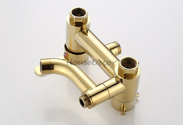 Gold Brass bath shower mixer tap wall mounted design additional view