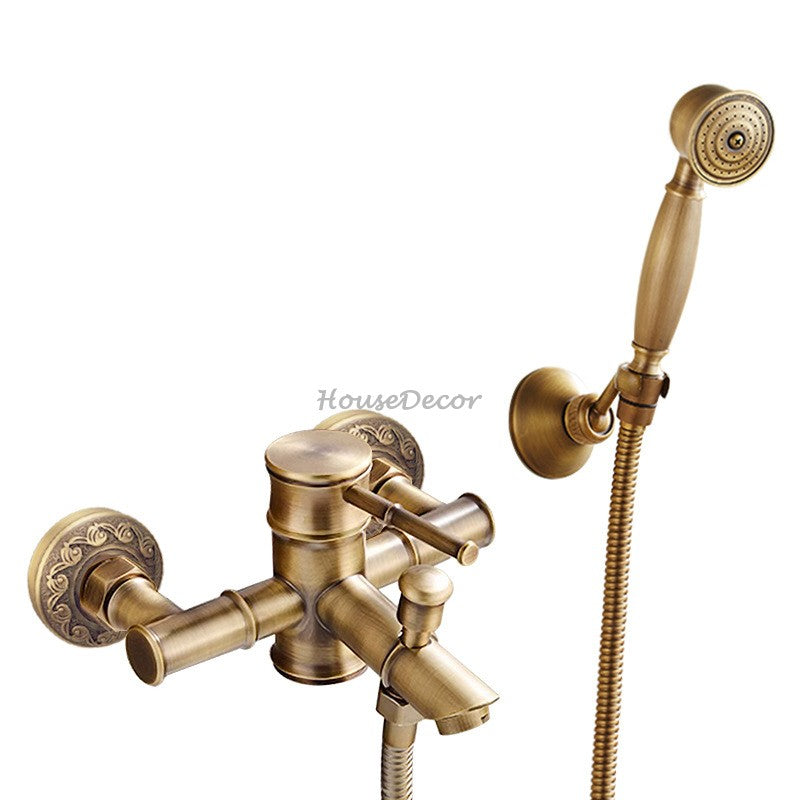 Antique Brass shower head wall mounted design detail view