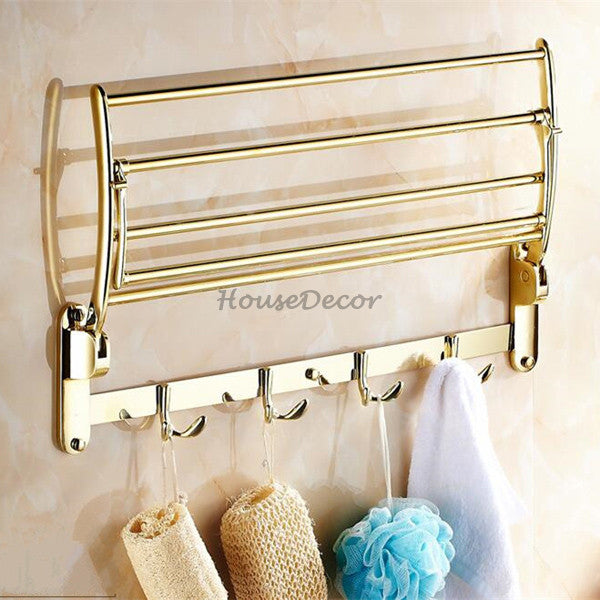 Gold towel rack wall mounted design detail view