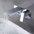 Matte Black bathroom basin mixer tap waterfall spout detail view