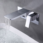 Matte Black bathroom basin mixer tap waterfall spout detail view
