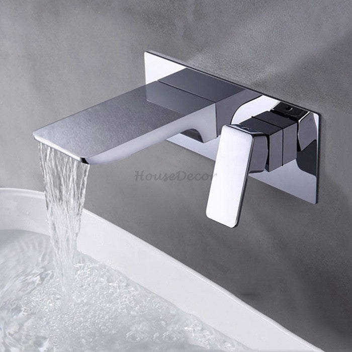 Matte Black bathroom basin mixer tap waterfall spout detail view