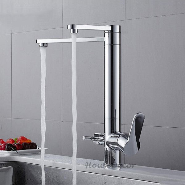 Chrome Brass kitchen sink mixer tap deck mounted design main view