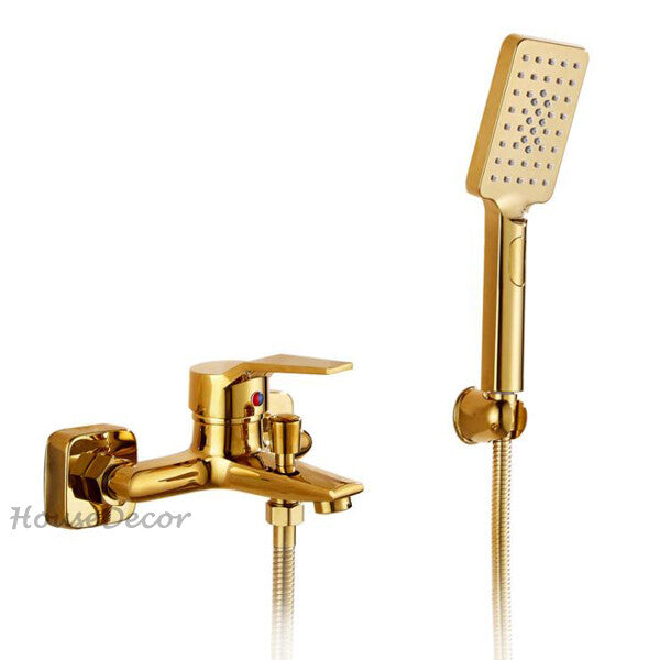 Gold bath shower mixer tap wall mounted design main view