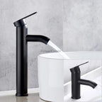 Matte Black bathroom basin mixer tap waterfall spout main view
