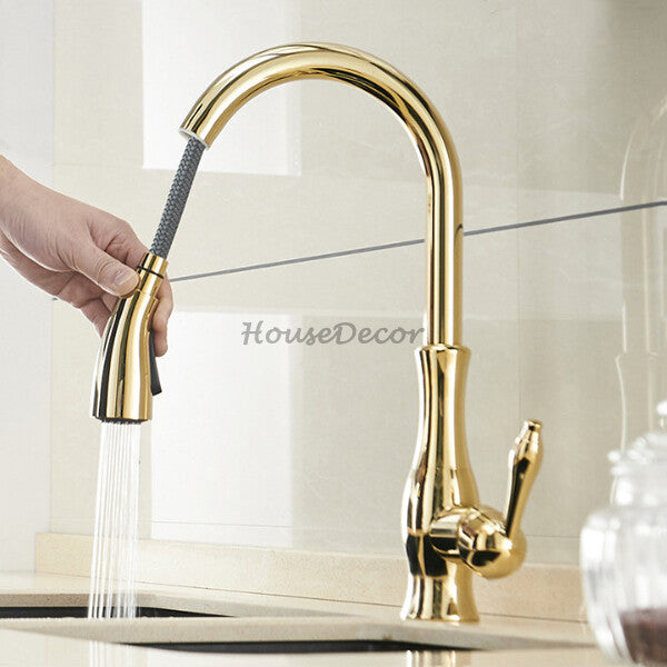 Modern kitchen sink mixer tap pull out spray main view