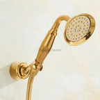 Gold bath shower mixer tap wall mounted design detail view