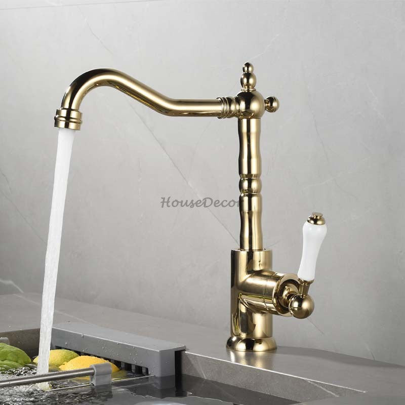 Antique Brass kitchen sink mixer tap swivel spout additional view
