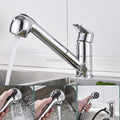 Brass kitchen sink mixer tap pull out spray detail view