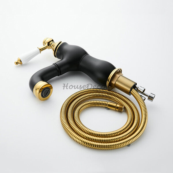 Black bath shower mixer tap pull out spray additional view