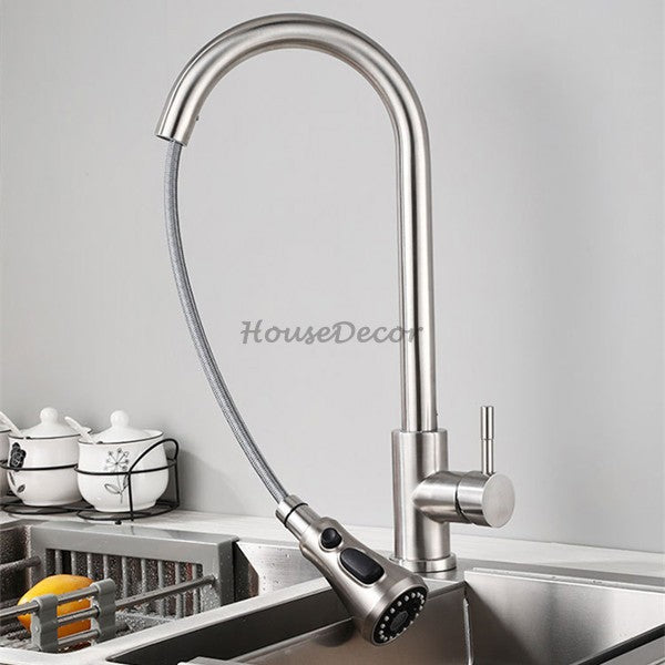 Modern Stainless Steel kitchen sink mixer tap pull out spray additional view