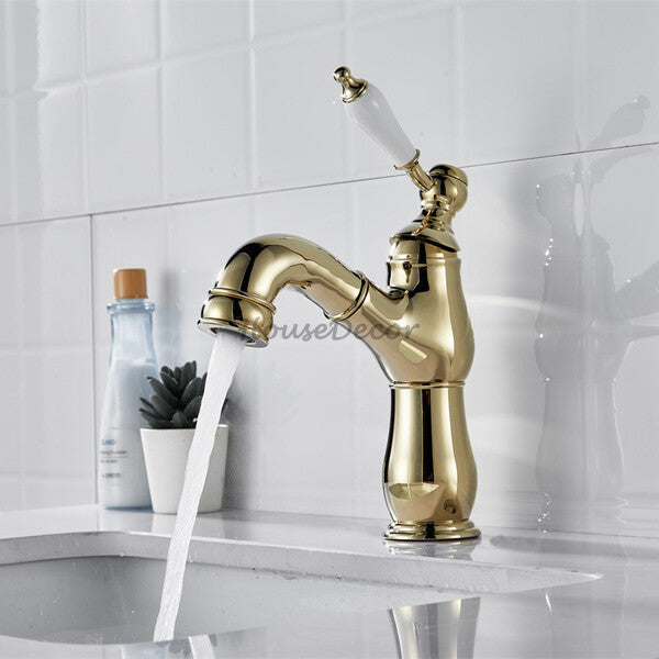 Gold Ceramic bath shower mixer tap pull out spray additional view