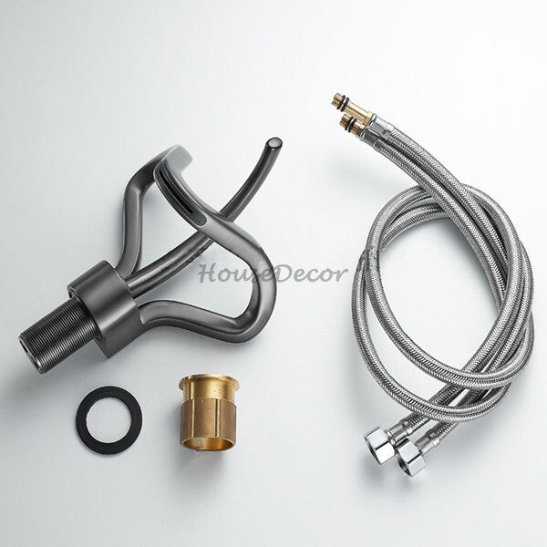 Modern bathroom basin mixer tap waterfall spout additional view