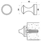 Black Brass robe hook wall mounted design detail view
