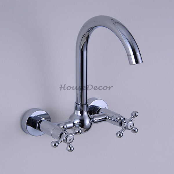 Chrome kitchen sink mixer tap swivel spout main view