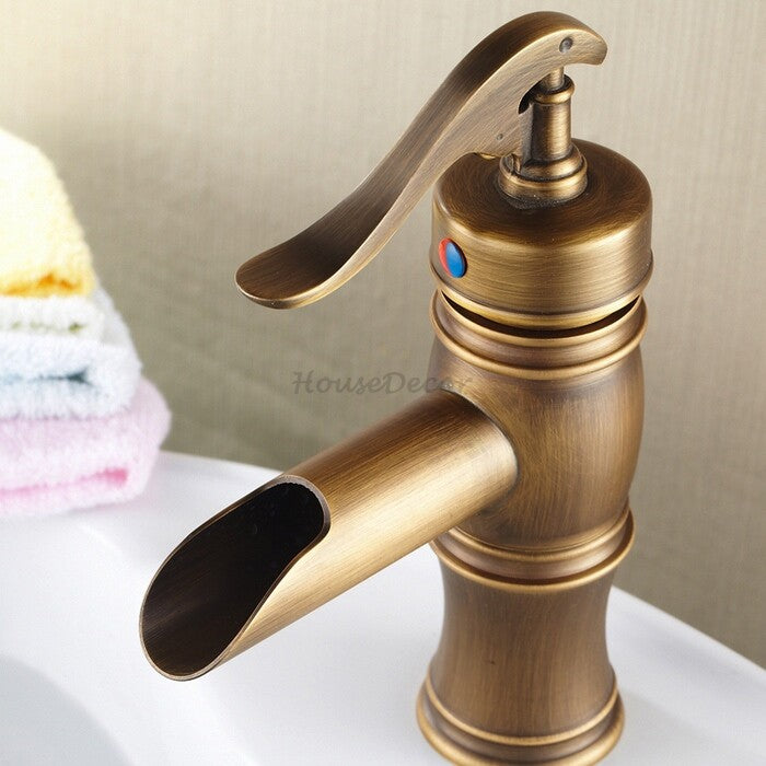 Antique Brass bath shower mixer tap deck mounted design detail view
