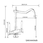 Gold kitchen sink mixer tap swivel spout additional view