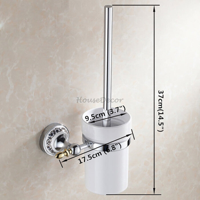 Chrome Ceramic toilet brush holder detailed product view additional view