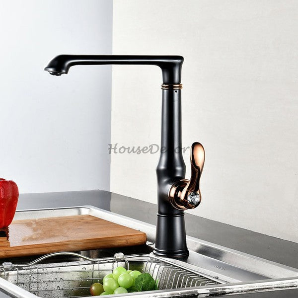 Black Brass kitchen sink mixer tap swivel spout detail view