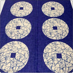 Blue Fabric doorway curtain room divider design detail view
