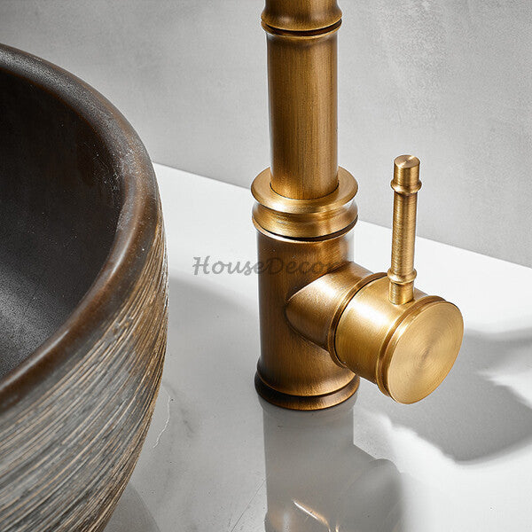 Antique Brass bath shower mixer tap deck mounted design additional view