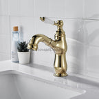 Gold Ceramic bath shower mixer tap pull out spray main view