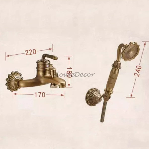 Antique Brass shower head handheld shower set additional view