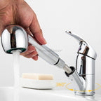 Modern kitchen sink mixer tap pull out spray detail view