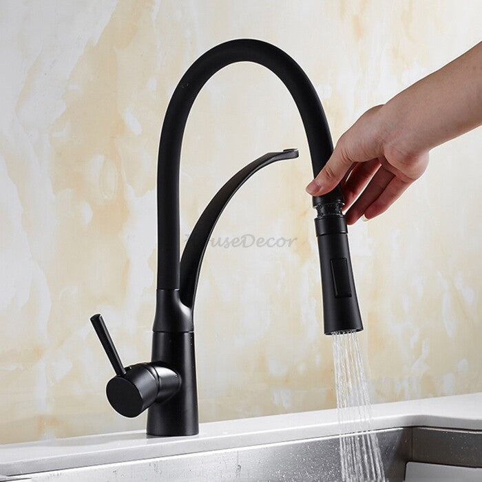 Black Brass kitchen sink mixer tap swivel spout additional view