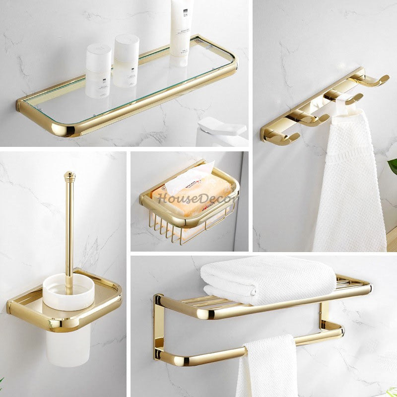 Gold toilet brush holder detailed product view main view