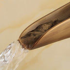 Antique Brass bath shower mixer tap waterfall spout detail view