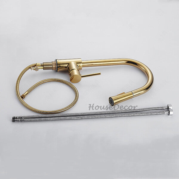 Gold kitchen sink mixer tap pull out spray additional view