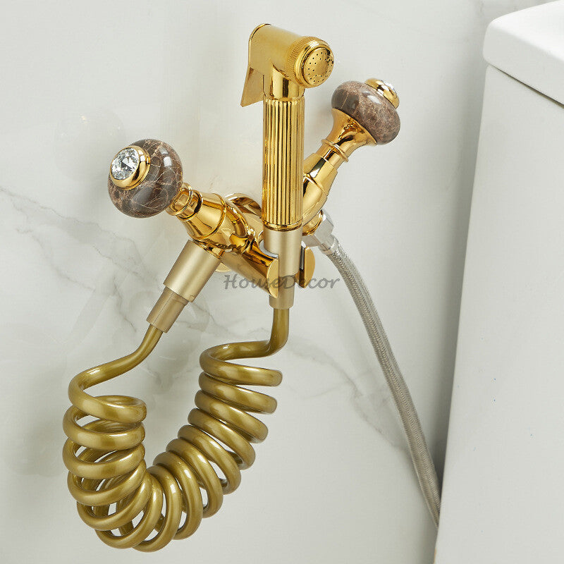 Gold home product handheld shower set detail view
