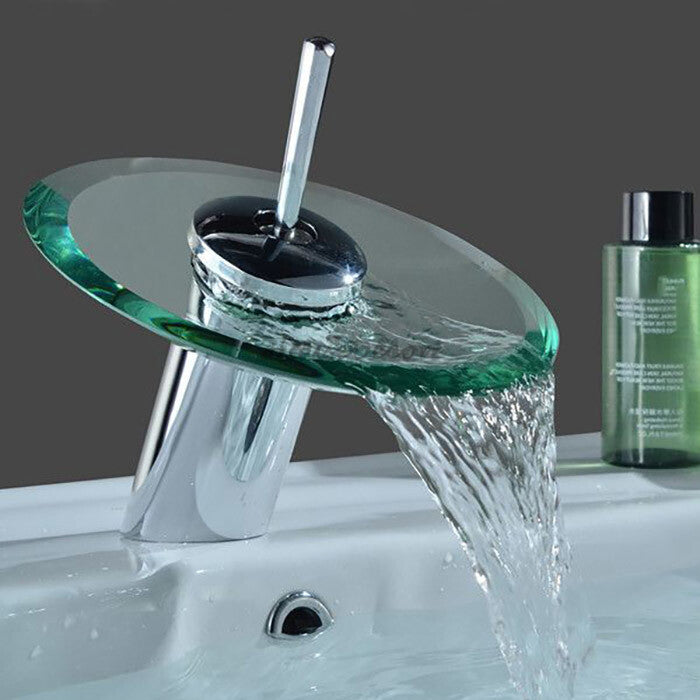 Chrome bath shower mixer tap waterfall spout main view