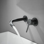 Black bath shower mixer tap wall mounted design detail view