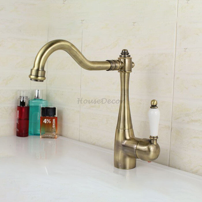 Bronze Ceramic kitchen sink mixer tap swivel spout main view